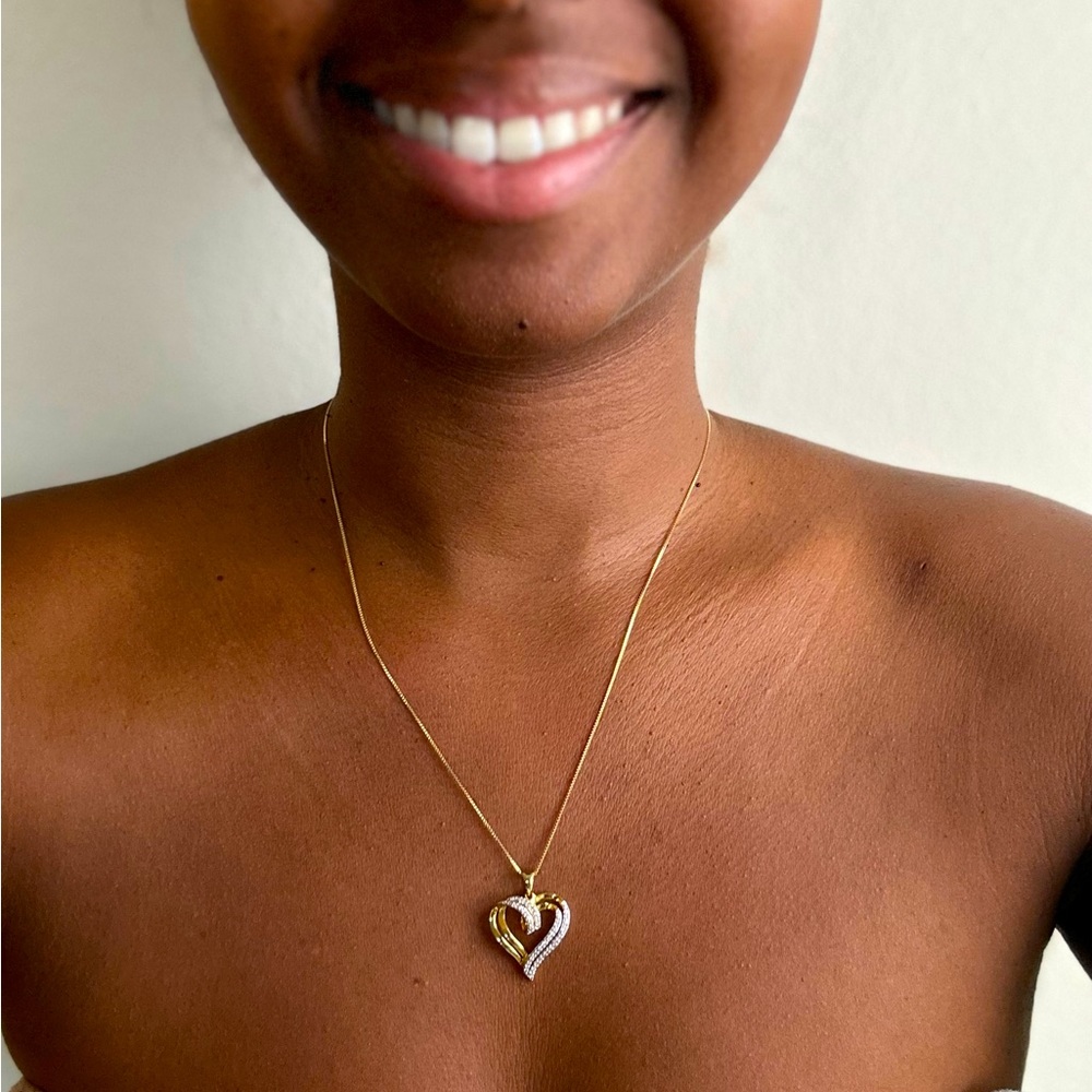 1/10 CTTW, 14K Gold over Silver, 18” pendant